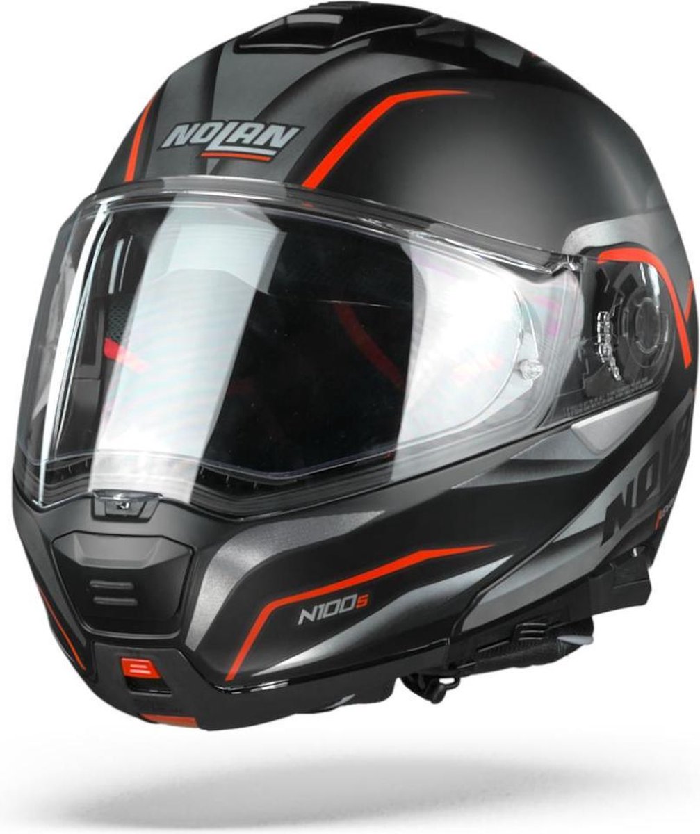Nolan N100-5 Balteus 42 Flat Black Red Systeemhelm - Motorhelm - Maat M