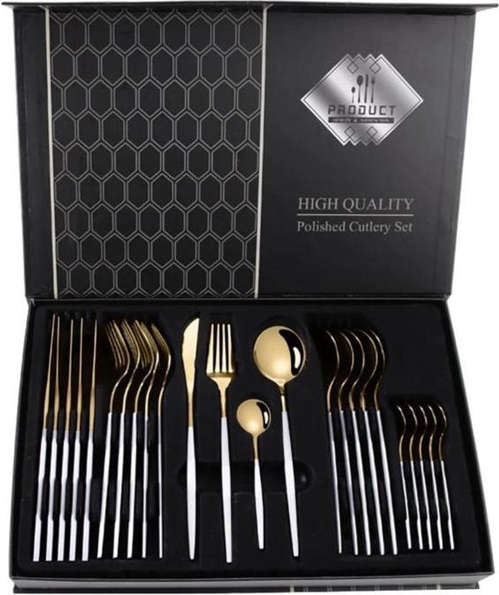 luxe bestekset goud/wit