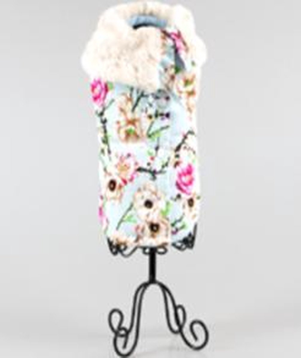 bodywarmer met bloemen in de kleur blauw