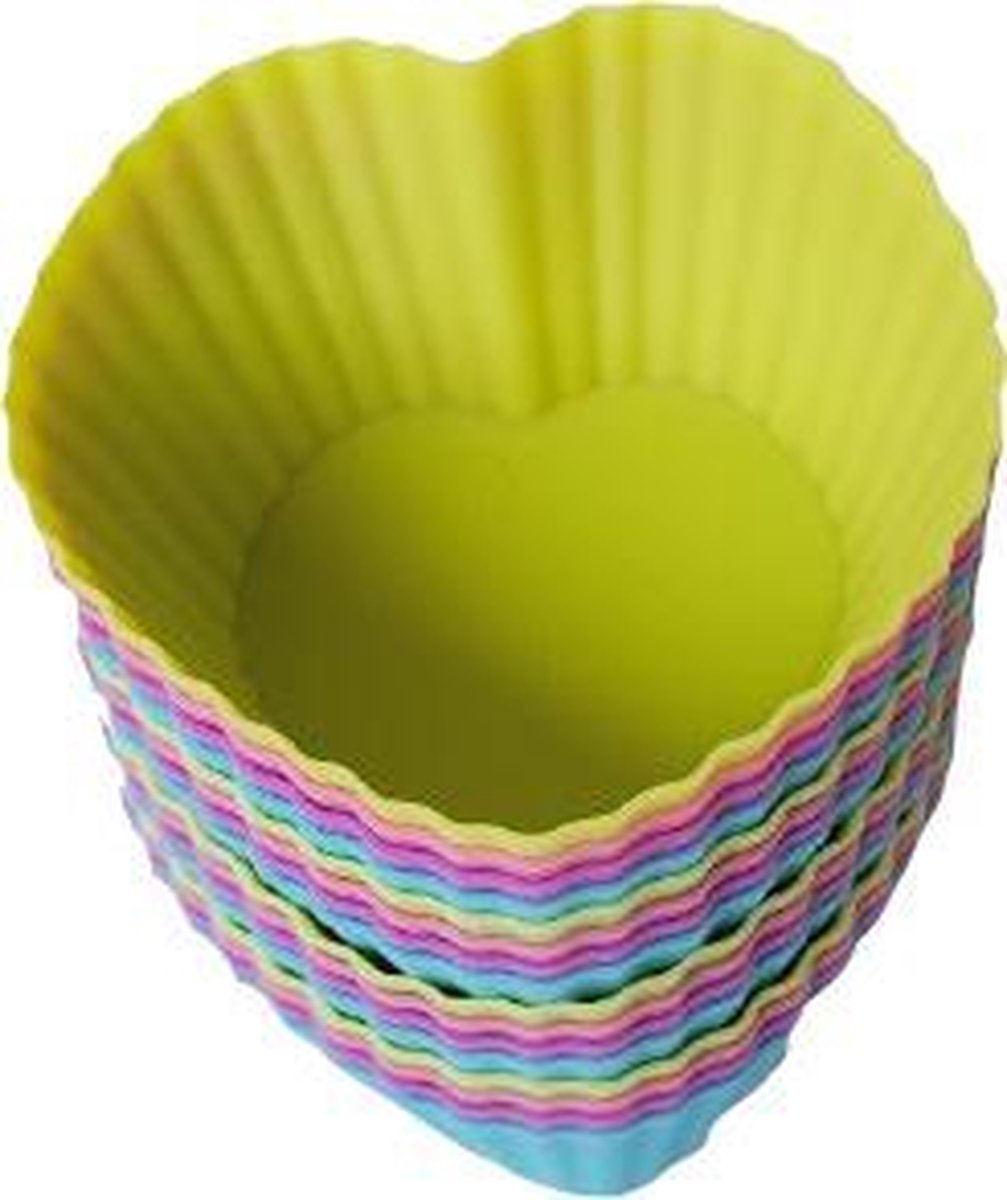 ZijTak - Hartjes cupcake - 12 + 4 GRATIS - Muffin - Muffinvorm - Bakken - Taart - Gebak - Vorm - Gratis verzending - Roze Groen Blauw Paars