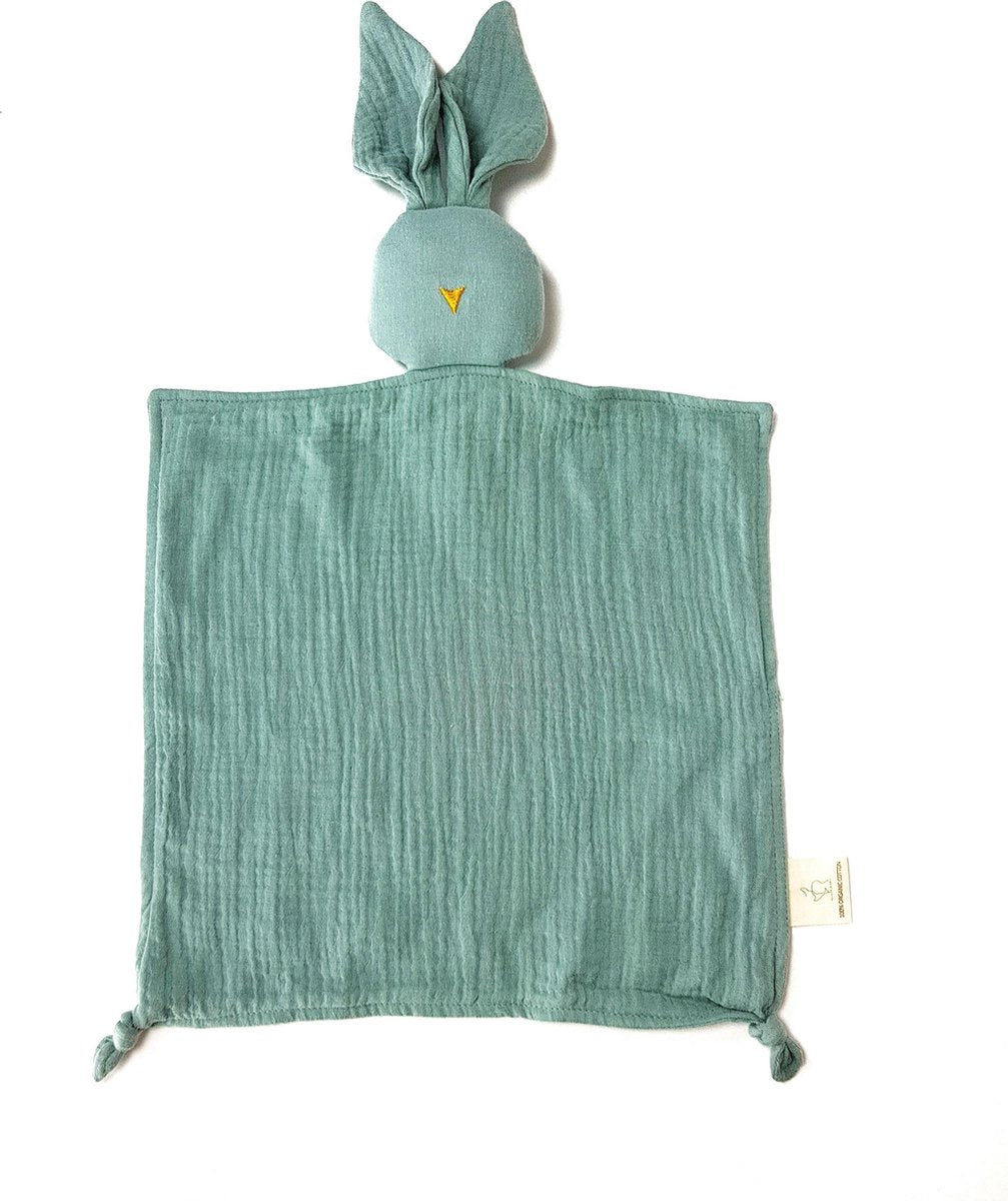 MijnNami Knuffeldoekje Konijntje – Forest Green - Eco-vriendelijk - Hydrofiele Knuffel