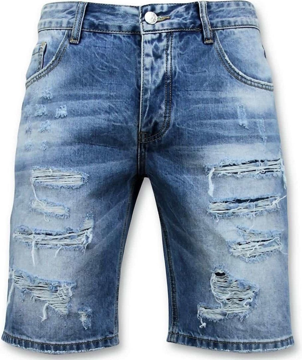 Enos Korte Broek Heren - Ripped Short - 9073 - Blauw - Maten: 34