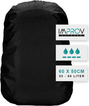 Zwarte Improv Regenhoes Rugtas 55-60 Liter - Backpack Rain Cover - Flightbag voor rugzak - Schoolrugzak