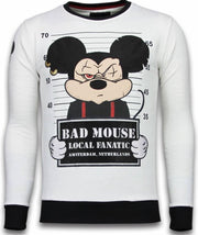 Local Fanatic Bad Mouse - Rhinestone Sweater - Wit - Maten: M