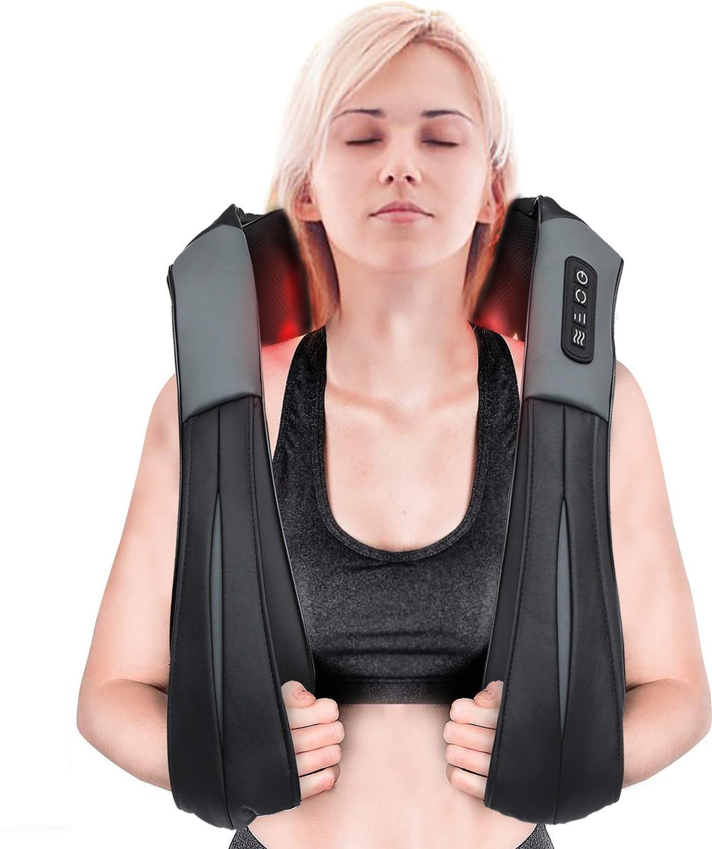Dieux® Shiatsu pro massagekussen 16 Roterende Ballen met infrarood -  massage apparaat - incl. autostekker - voetmassage apparaat