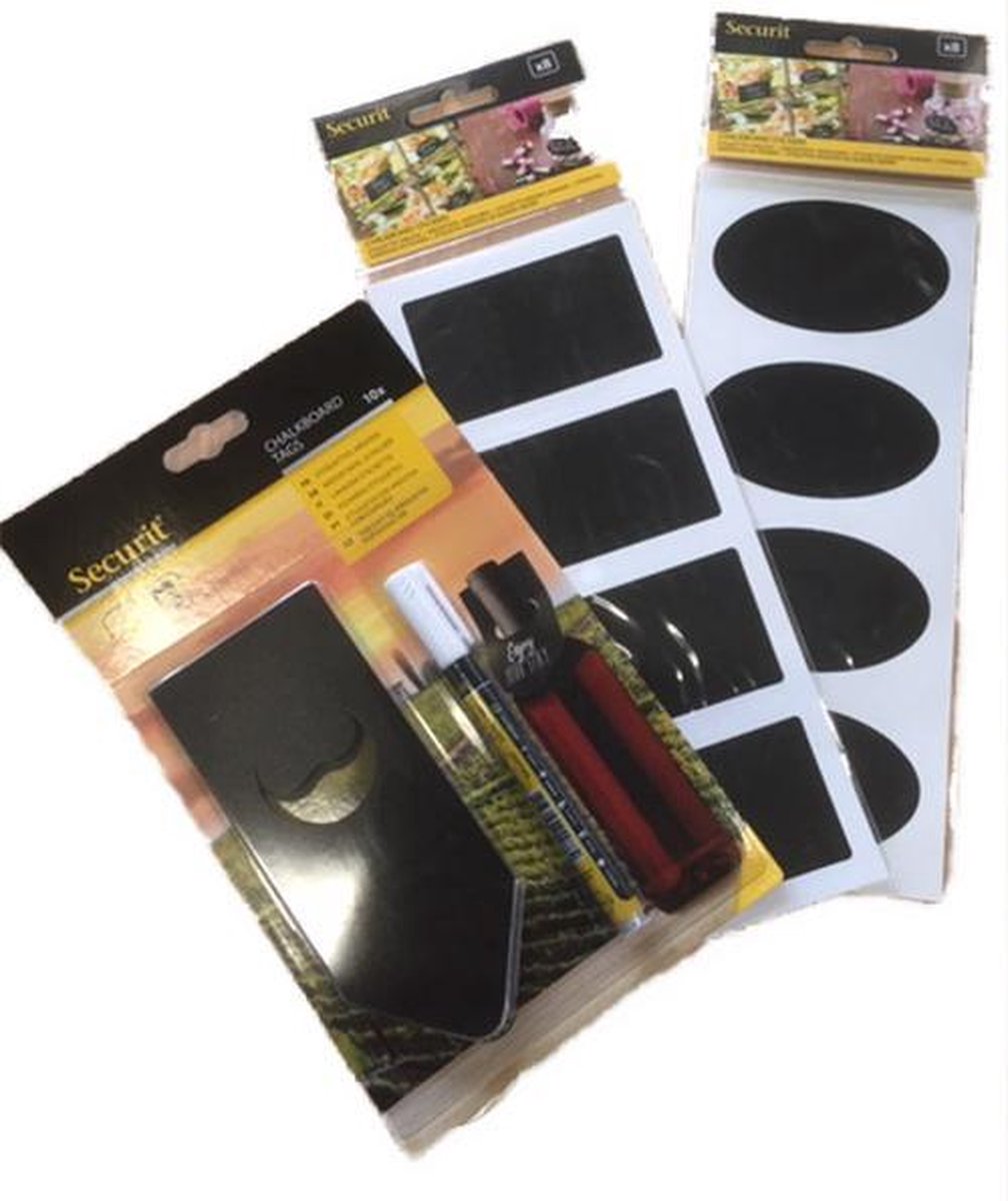 Securit / Set krijtstickers / 8 ovaal/ 8 rechthoek /10 fleshangers