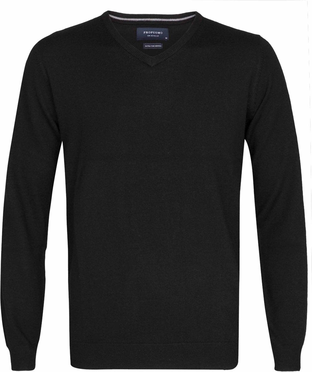 Profuomo Pullover Merino V-neck Zwart (PP0J00200)N