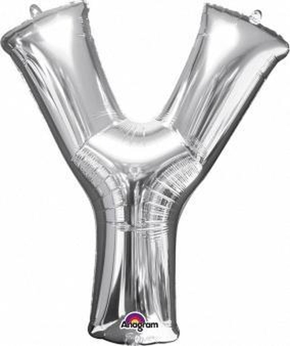 Letter Y ballon zilver 86 cm