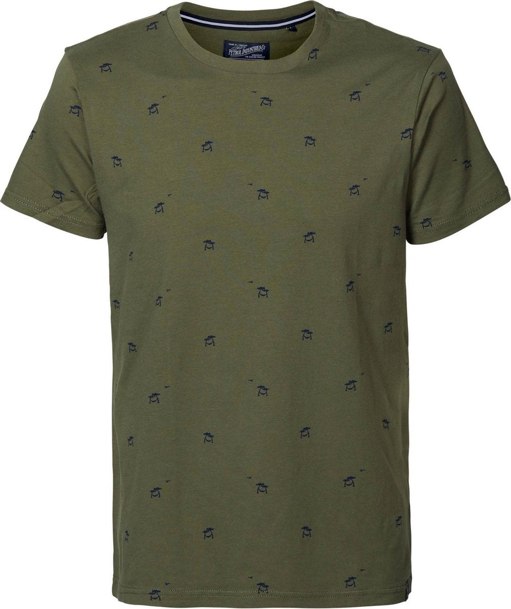 Petrol Industries - Heren Miniprint t-shirt - Groen - Maat XXL