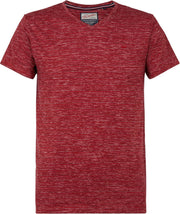 Petrol Industries - Heren Gemêleerd T-shirt met v-hals  - Rood - Maat M