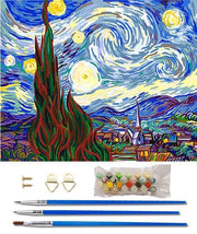 Paint By Numbers - Schilderen op Nummer - Sterrennacht Van Gogh - 50x40cm - Volwassenen & Kinderen - Stipco