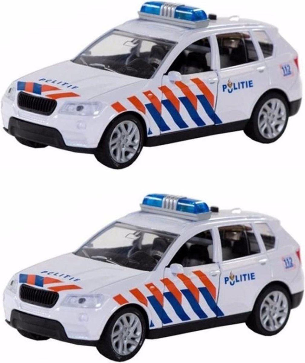 Pakket van 3x stuks 112 speelgoed Politieauto met licht en geluid 12 cm - Die cats kinder speelgoed wagens