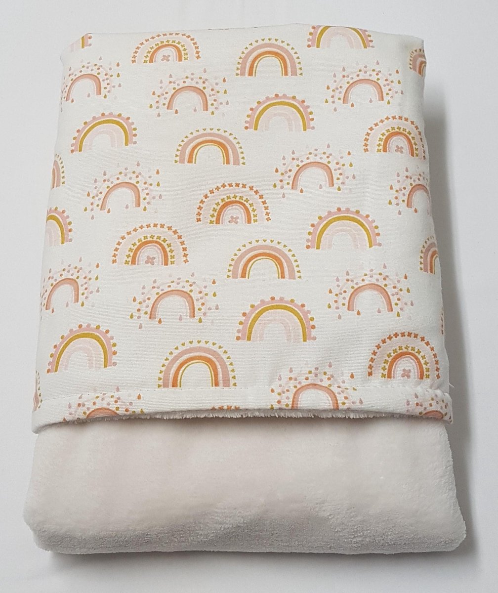 little feet-baby winter dekentje 100 x 70 – creme wellness fleece- creme flanel regenboog-wiegdeken-deken kinderwagen