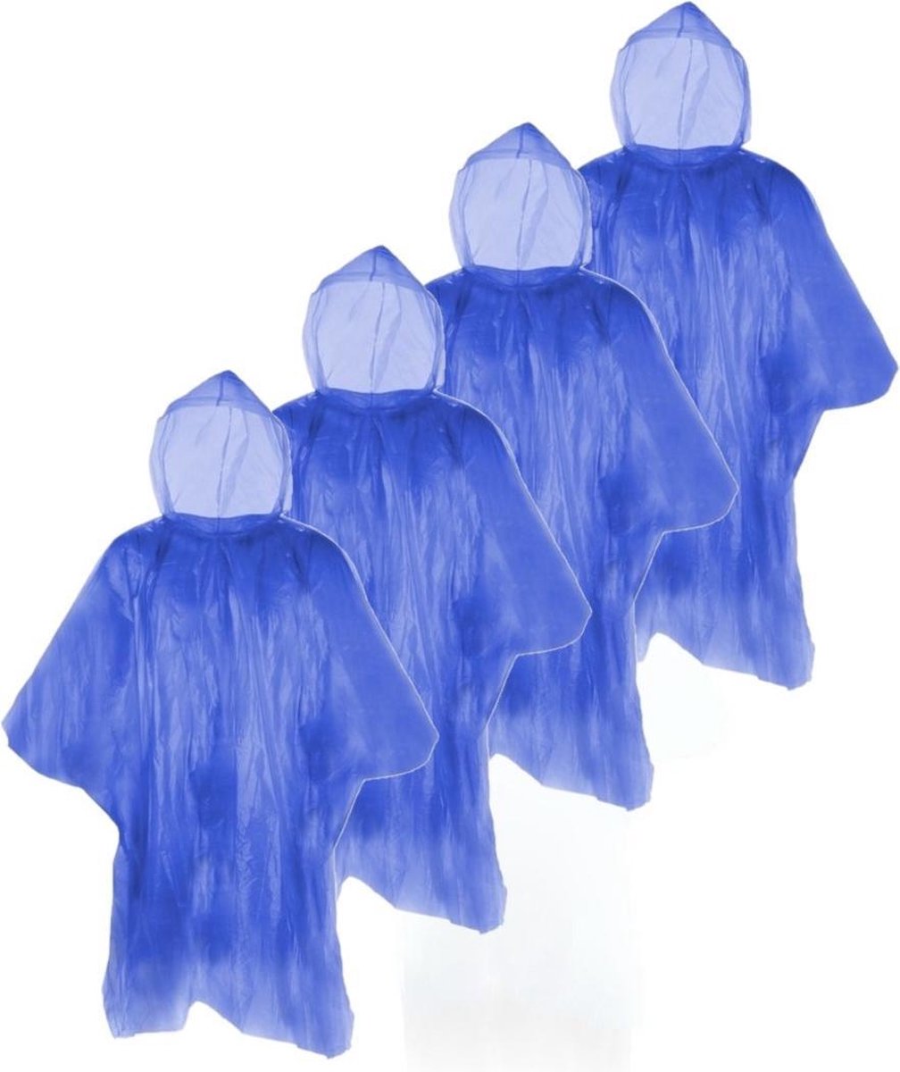 Set van 12x stuks voordelige wegwerp regenponcho voor volwassenen - Blauw