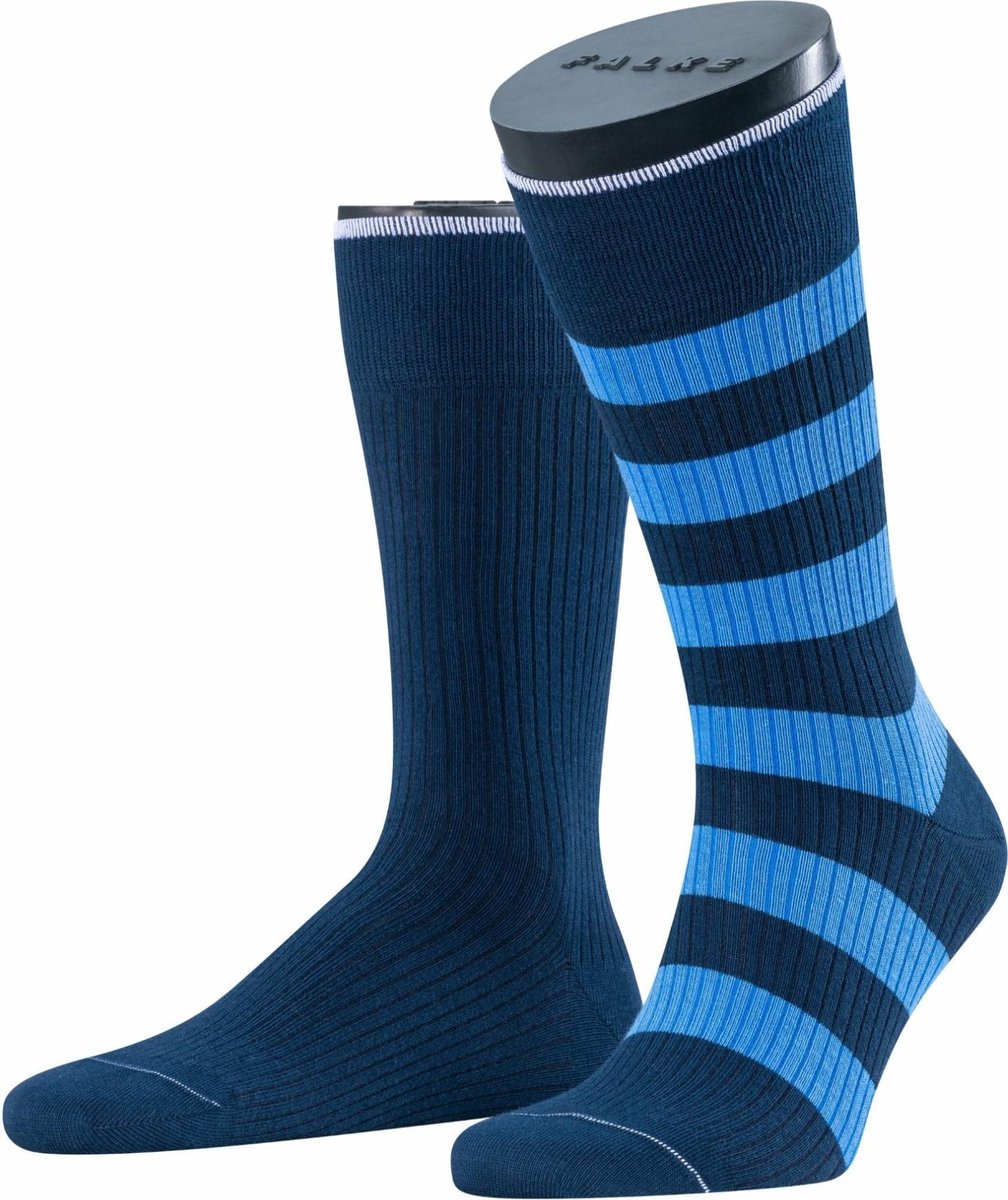 Esprit Block Stripe Sokken 2-PACK Heren 17717 - Blauw 6120 marine Heren - 43-46