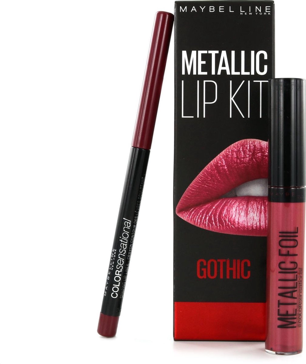 Maybelline Metallic Lipkit Gothic - Lip Foil 105 Scorpion & Lipliner 110 Riche Wine