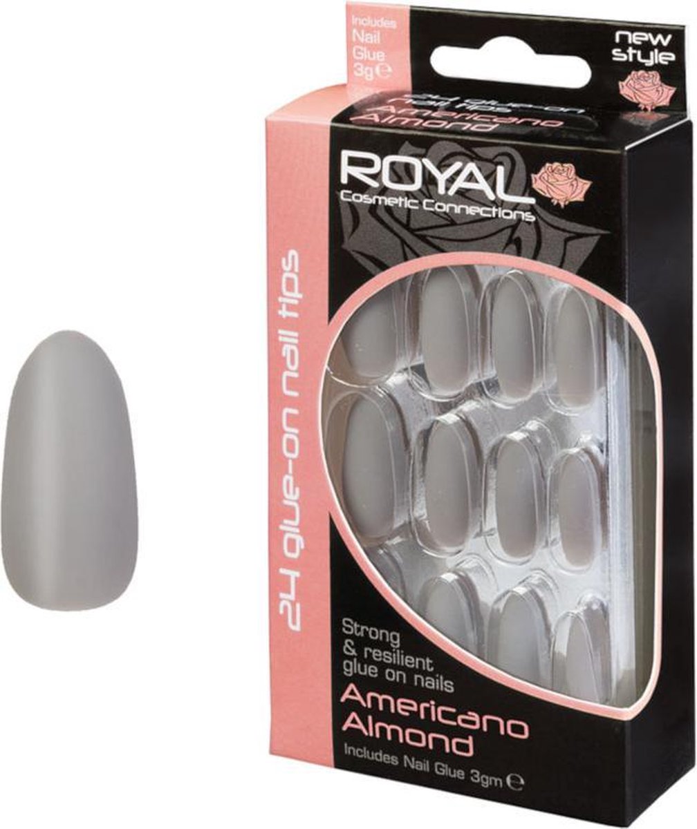 Royal 24 Glue-On Nail Tips - Americano Almond (met nagellijm)