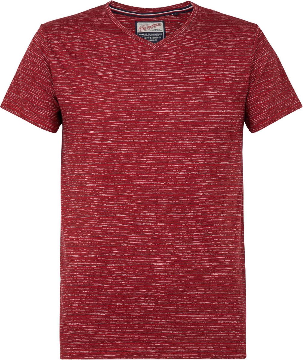 Petrol Industries - Heren Gemêleerd T-shirt met v-hals  - Rood - Maat XL