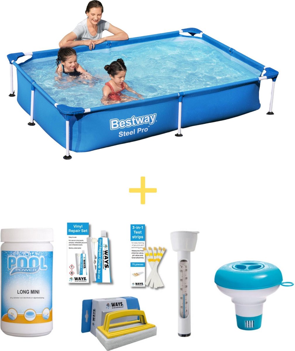Bestway Zwembad - Steel Pro - 221 x 150 x 43 - Inclusief WAYS Onderhoudspakket