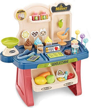 Speelgoed Kinderen – Winkeltje Spelen | Speelgoed Kassa met Scanner | Winkeltje Speelgoed Kinderen | Speelgoed Kassa – winkeltje spelen |  38.5 x 37 x 20cm | Markt