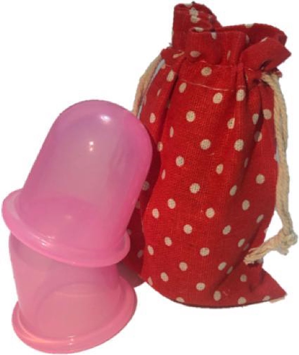 Cellulite cups – Rood tasje- Anti Cellulitis Cups – Lichaam & Gezicht – Vacuüm Massage Cups – Silicone Cupping Set – 2 Stuks