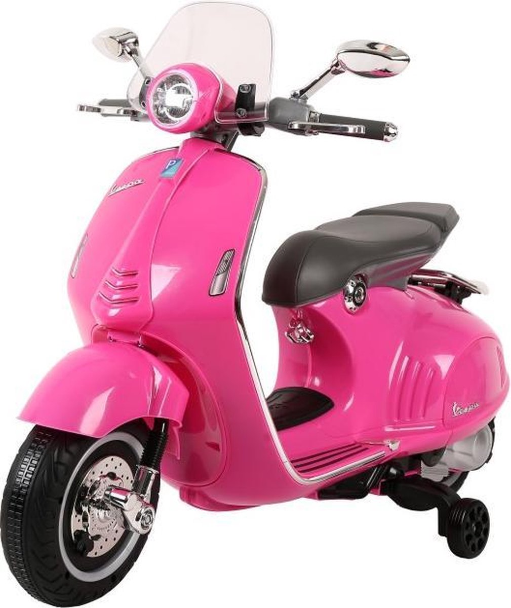 Elektrische Kinderscooter Vespa 946 Primavera GTS Roze 12V met Windscherm en Lederen zitting