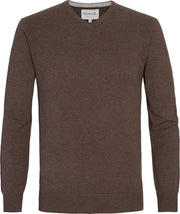 Michaelis Slim Fit V-hals heren trui (katoen) - bruin -  Maat: S