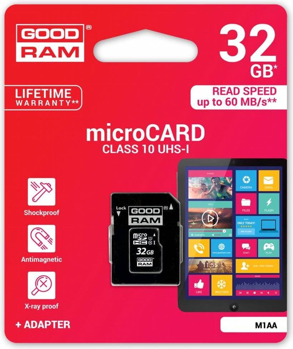 Goodram M1AA flashgeheugen 32 GB MicroSDHC Klasse 10 UHS-I