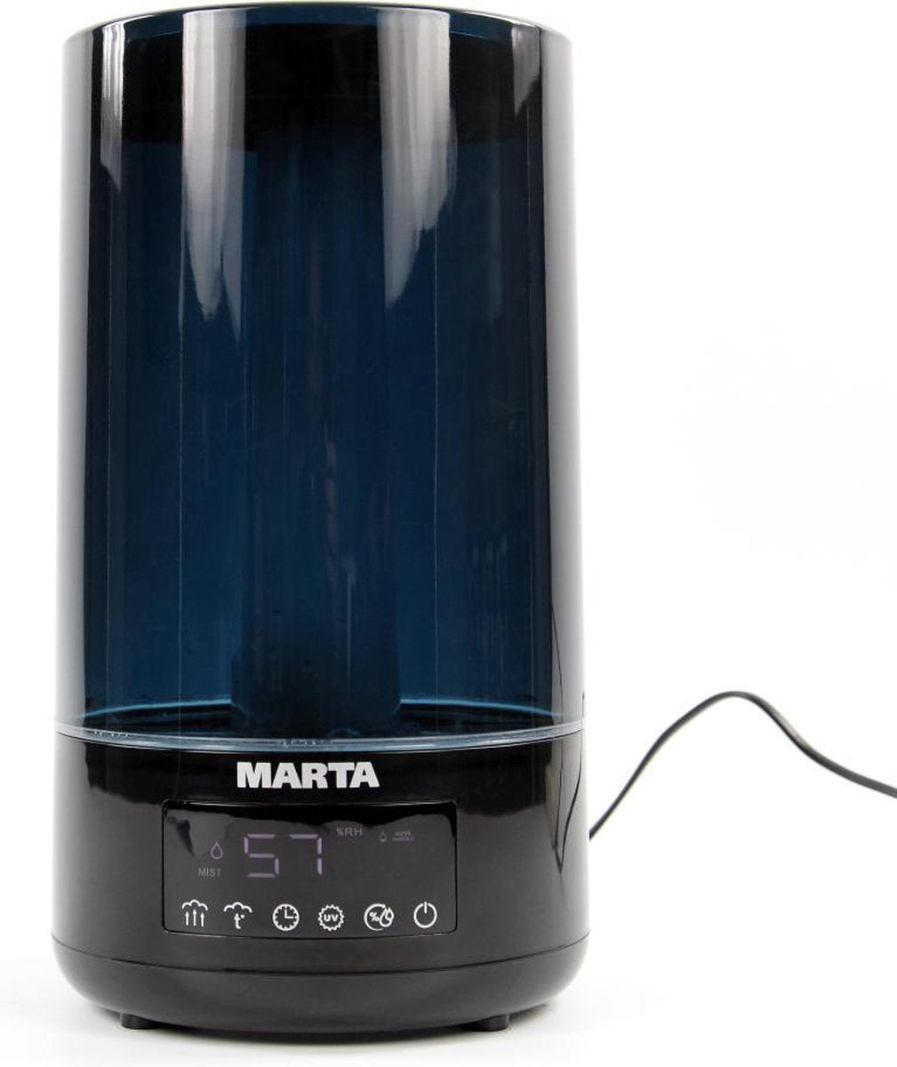 MARTA MT-2698 luchtbevochtiger|ultrasoon|hygrostat|verwarm functie|UV lamp|filter|30W|4.6L|50M2