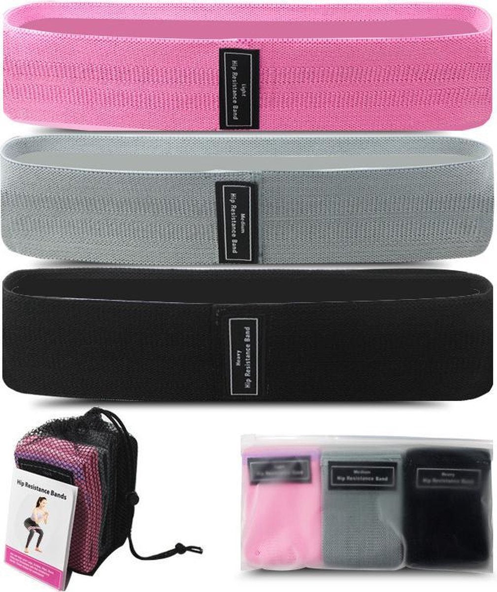 TDR-Premium Booty Bands -Weerstandsbanden Set of 3- Sport Elastiek Banden -  Bootybands  - Resistance bands- Fitnessband
