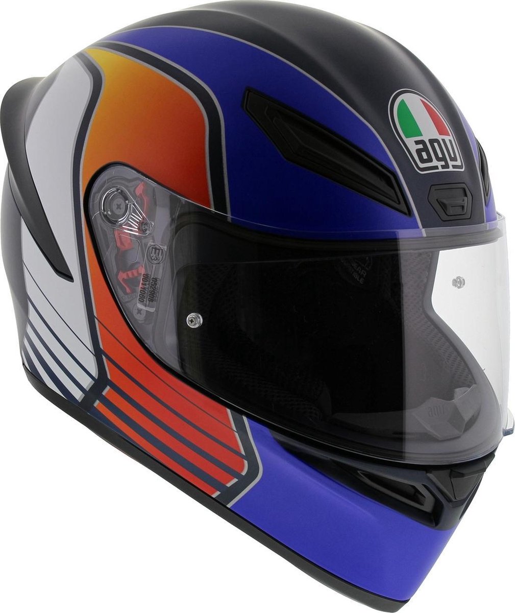 Agv K1 Power Mat Donker Blauw Oranje Wit Integraalhelm - Motorhelm - Maat M/L
