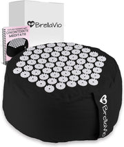 BrellaVio® Acupressuur Meditatiekussen met Boekweit Vulling - 35x17 cm - Zwart - Rond en Hoog Yoga Kussen