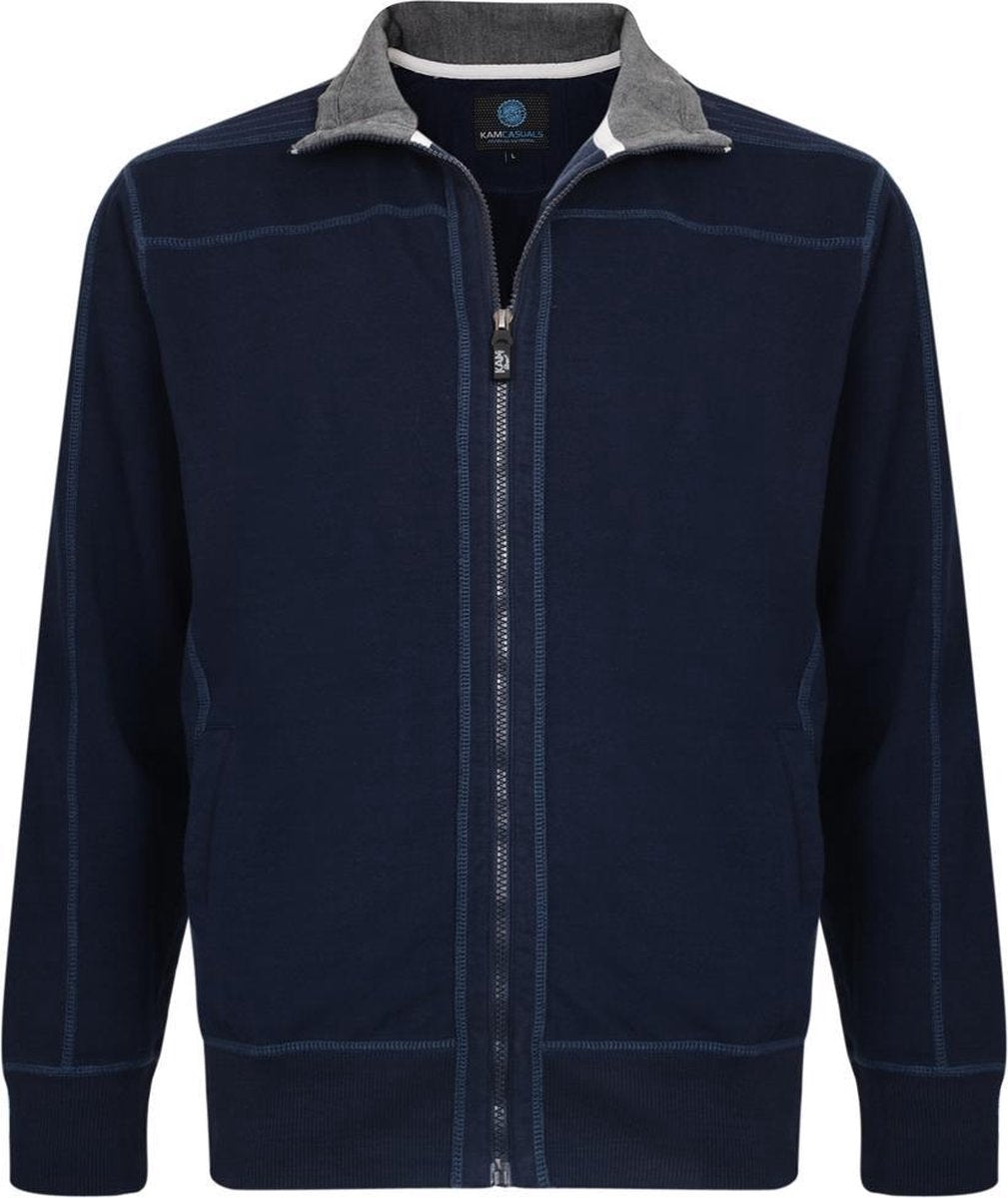 Kam Jeans Sweat vest zipper (Lente/Zomer)  65% katoen 35% polyester - Heren - Marineblauw - XL