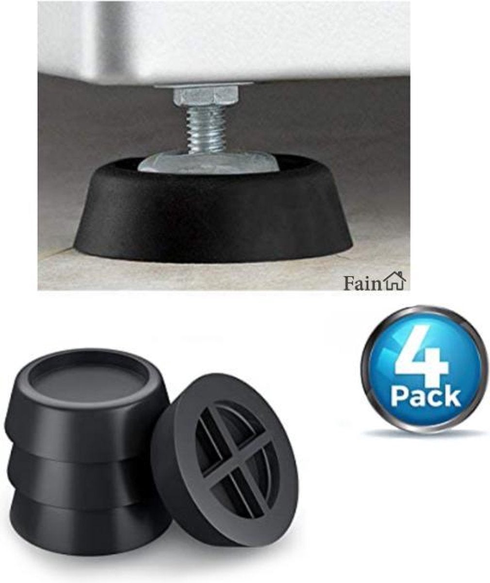 Trillingsdempers wasmachine – Set van 4 stuks – Zwart - Voetjes wasmachine & droger - Wasmachine demper – Anti trillings / vibratie dempers pads – Antislip rubber – Trillingsmat – Antislipmat - Extra dik - Schokdempers wasmachine