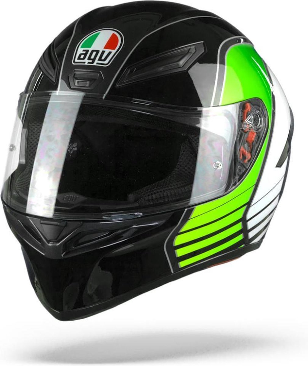 Agv K1 Power Gunmetal Wit Groen Integraalhelm - Motorhelm - Maat XL