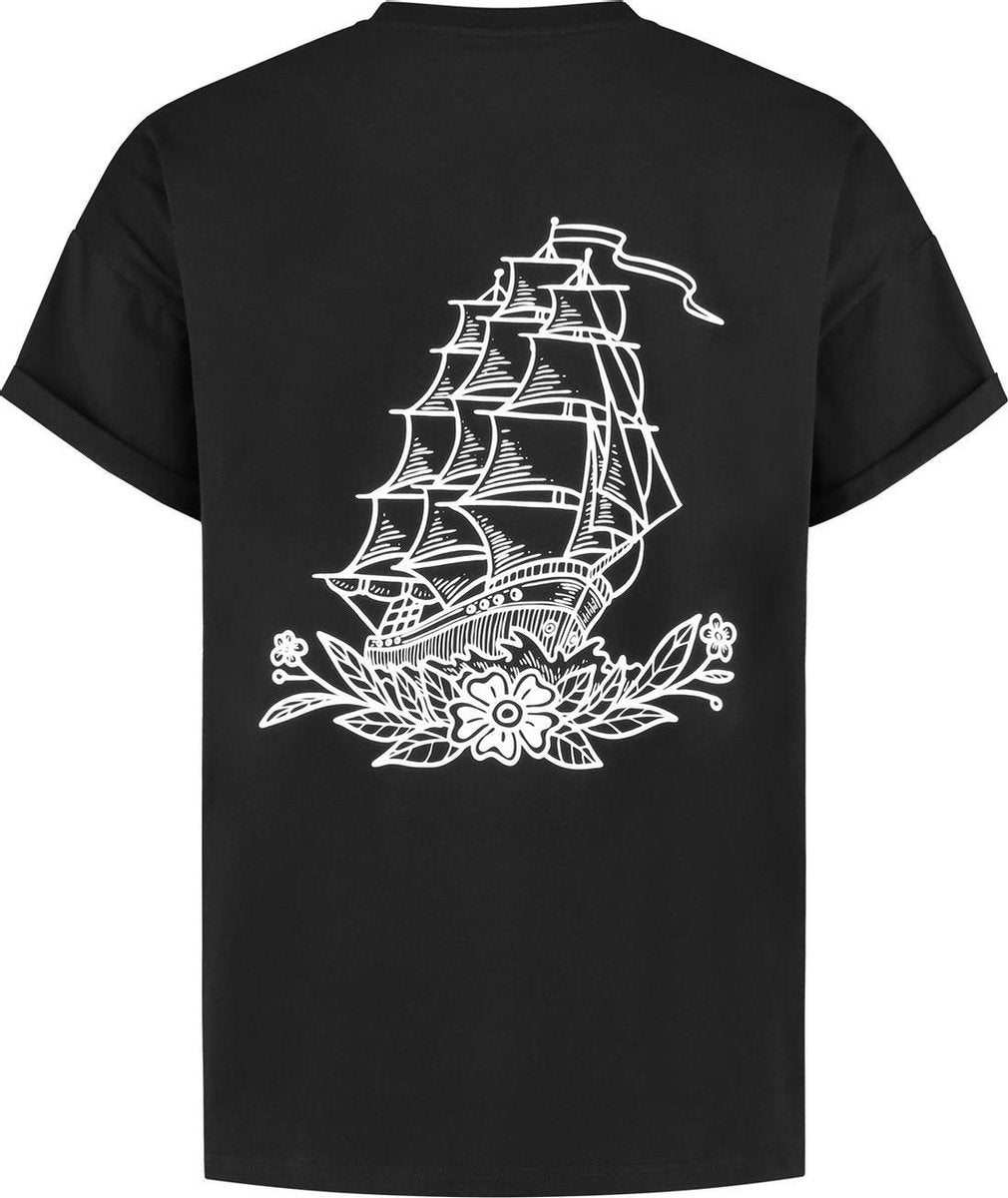 Collect The Label - Tattoo Stijl - Schip T-shirt - Oversized - Zwart - Unisex - M