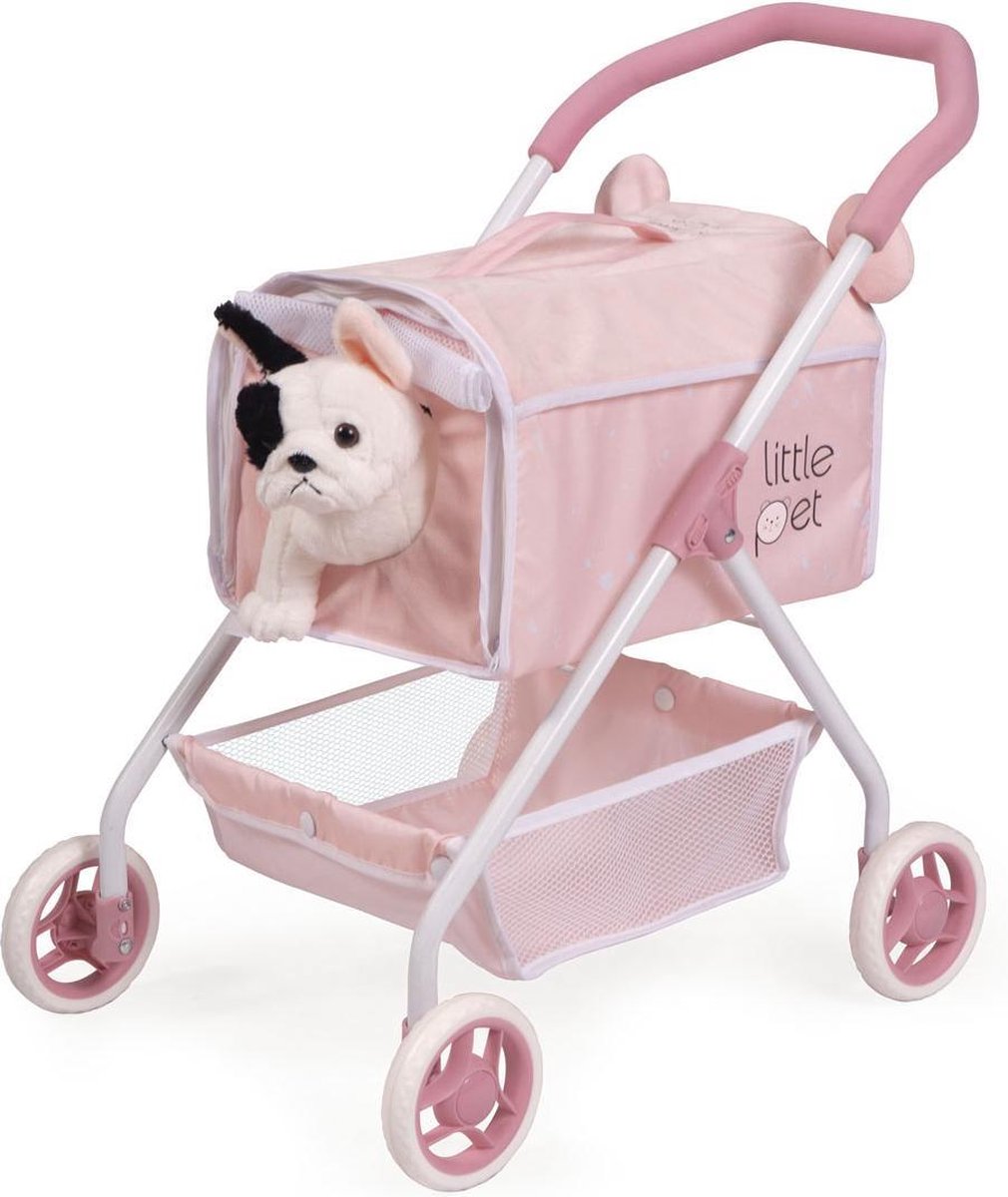 Knuffel poppenwagen Little pet