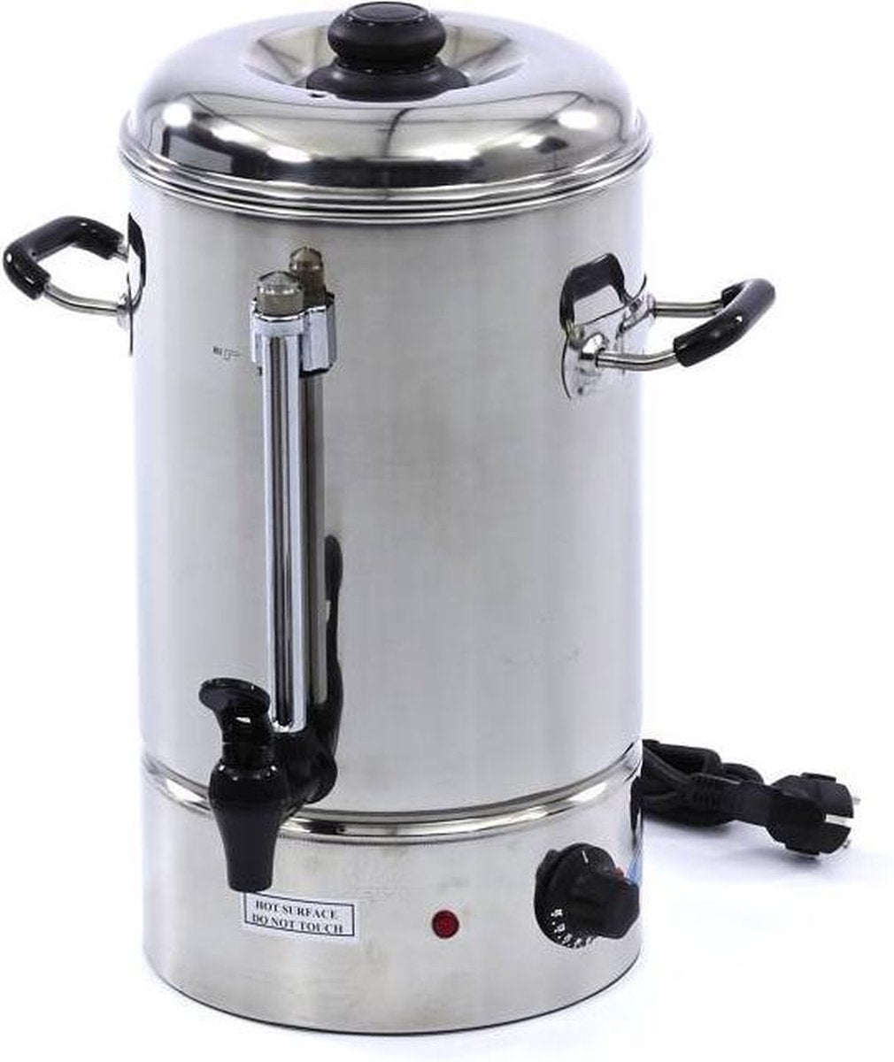 Heet Water Dispenser 00 Liter - RVS - Aftapkraan - met Peilglas + Temperatuurindicatie - 30 tot 110 Graden - Horeca Water Koker / Boiler - Maxima