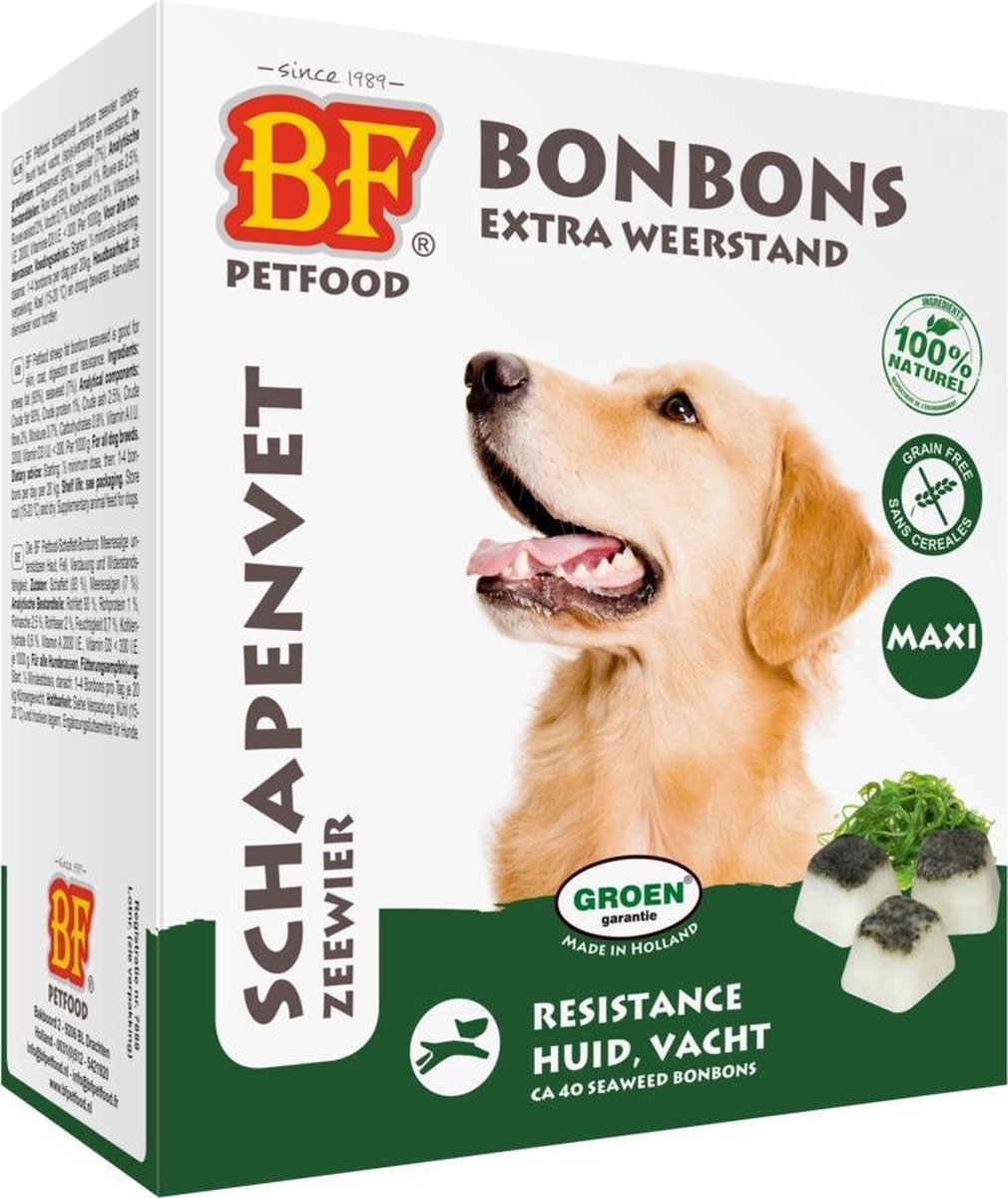 Biofood Schapenvet Maxi Bonbons Hondensnack - Zeewier - 40 Stuks