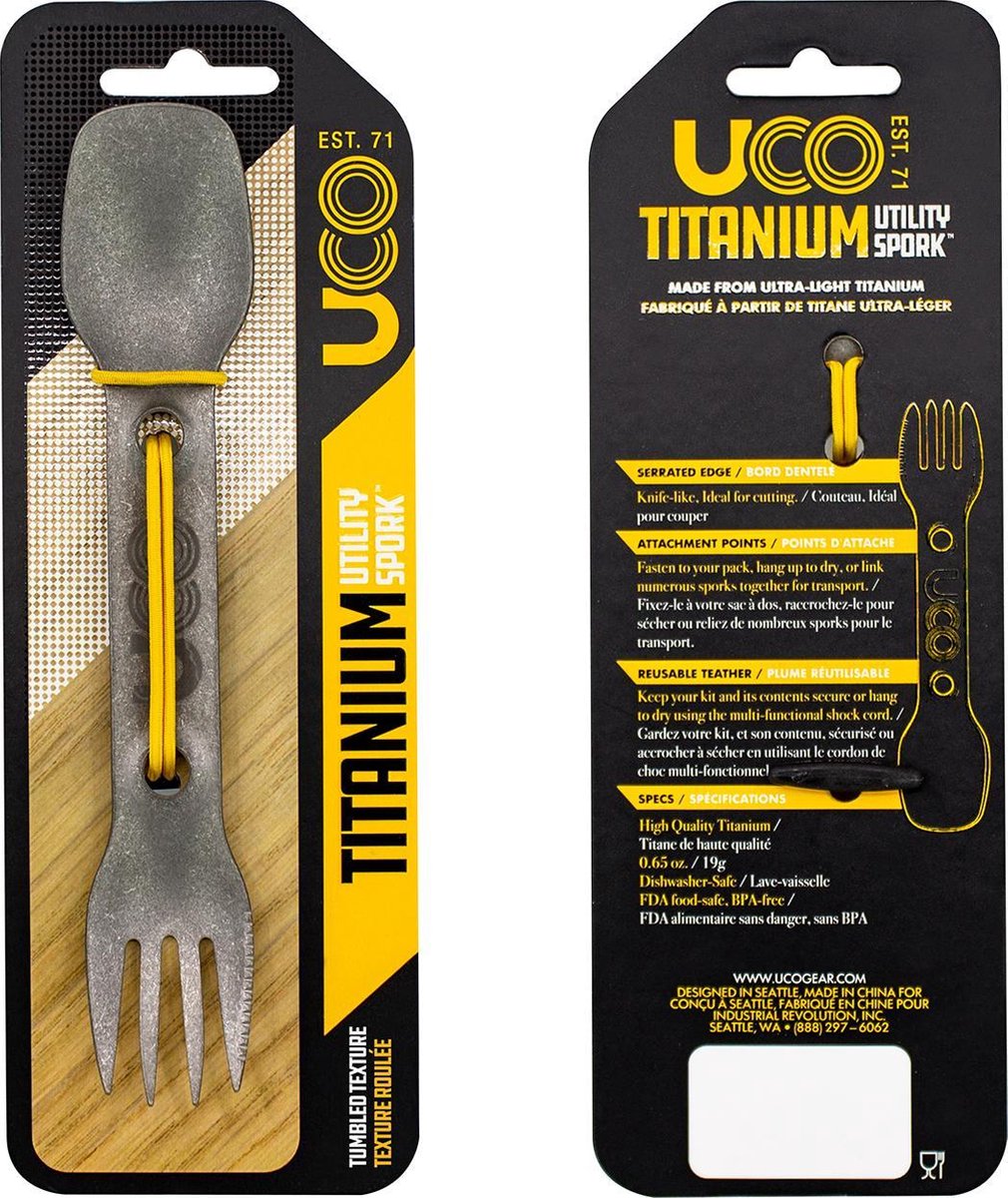 Uco Titanium Spork Ultimate - Mes Lepel & Vork in één Roestvrijstaal Lichtgewicht Outdoor Survival