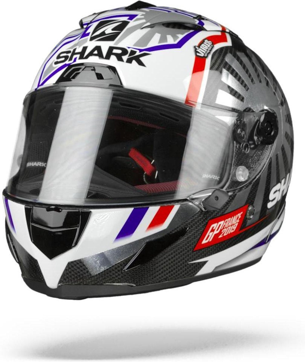 Shark Race-R Pro Carbon Zarco Gp France 2019 Carbon Chrome Rood Dur Integraalhelm - Motorhelm - Maat L