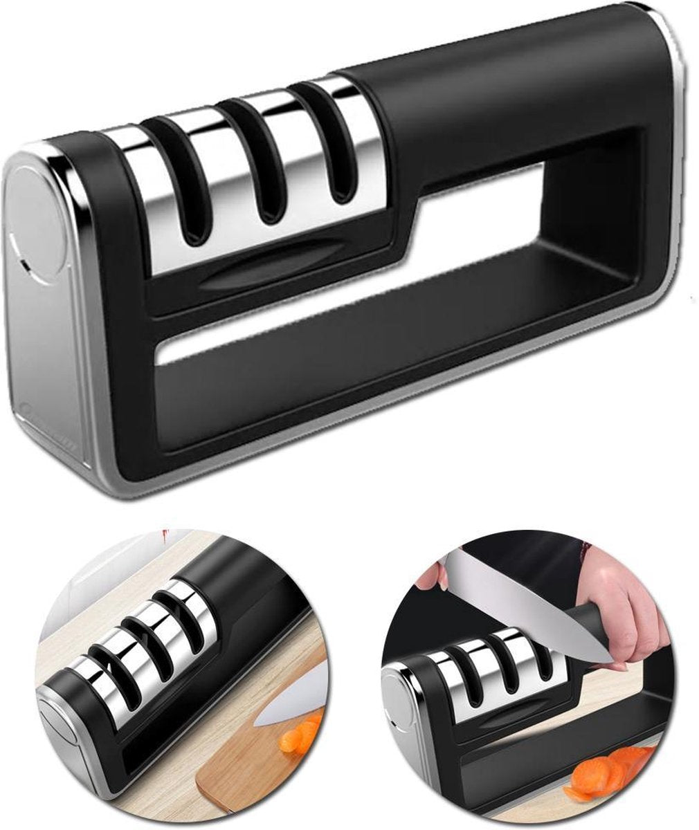 *NIEUWSTE* Professionele luxe messenslijper | Messenslijpers | Knife sharpener | Scharenslijper | Anti slip | Roestvrijstaal | Veilig | Zwart
