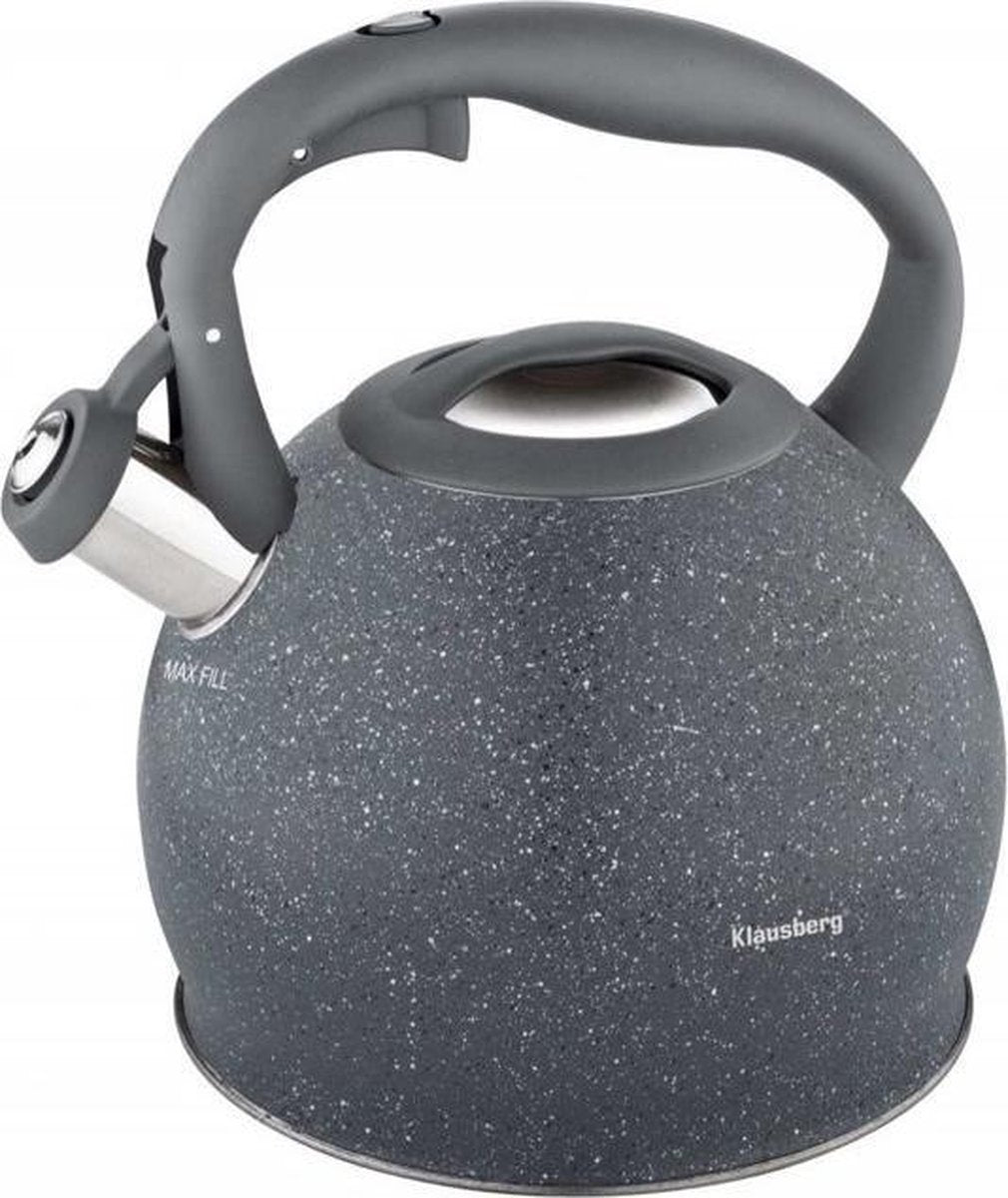 Fluitketel - 3 liter - RVS - Graniet grijs