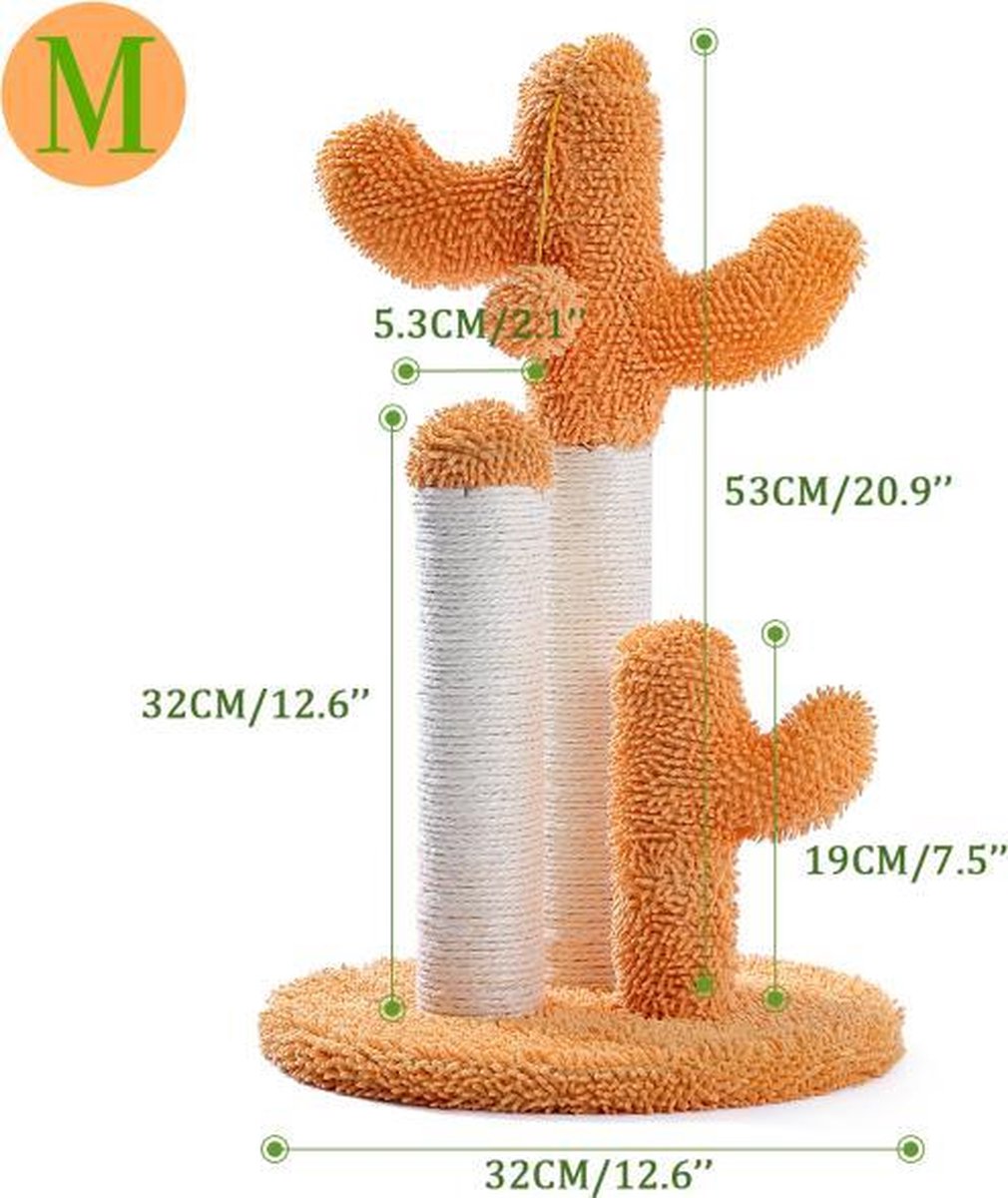 TBG Leuke Cactus Huisdier Krabpaal Speelgoed met Bal Krabpalen voor Katten Kitten Klimmen Boom Kat Speelgoed Beschermen Meubels Snelle levering AMT0066OG-M