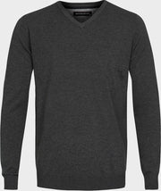 Michaelis Heren Trui Antraciet Grijs V-Hals Slim Fit - XL
