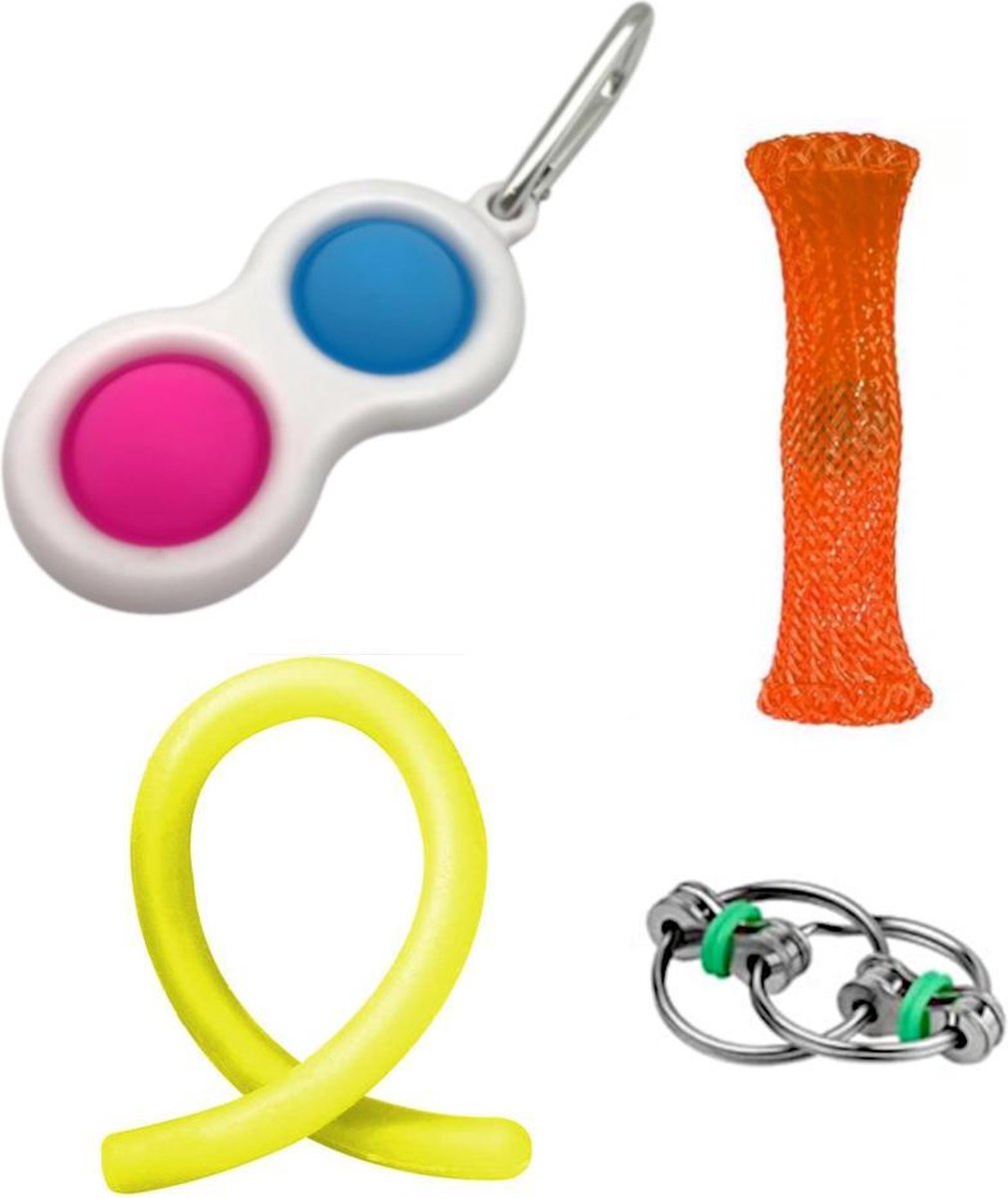 Fidget toys pakket onder de 15 euro - onder 20 euro - fidgets set - simple dimple - mesh-and-marble- rope - ring - 4 stuks