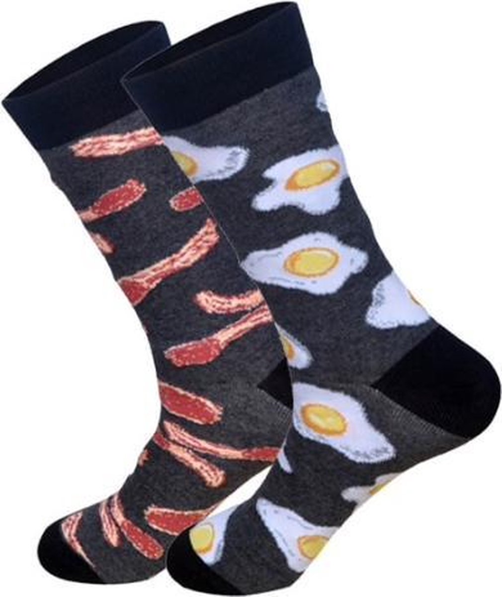 Fun sokken Bacon en Eggs / spek en ei -2 verschillende-  (31000)