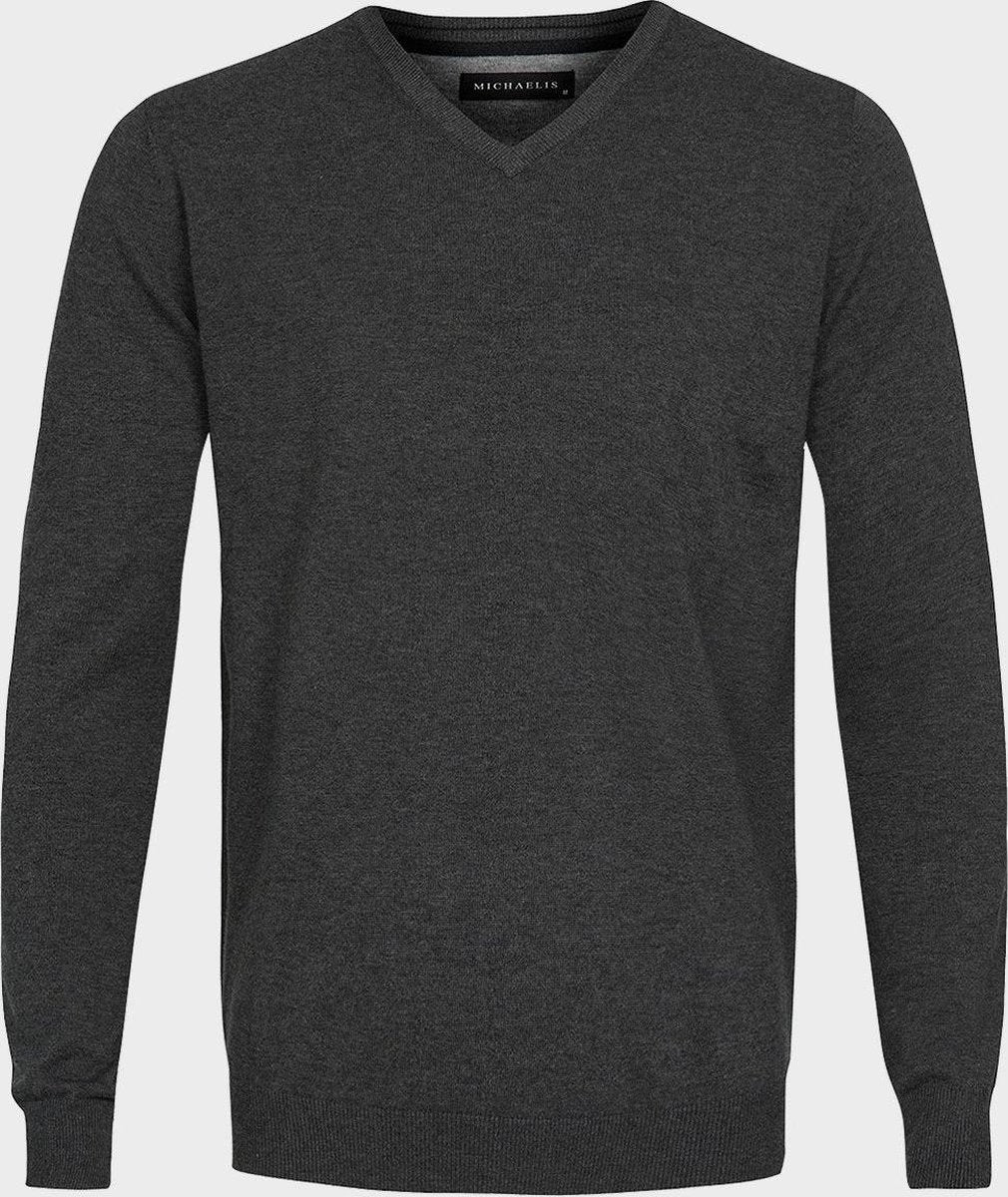 Michaelis Heren Trui Antraciet Grijs V-Hals Slim Fit - S