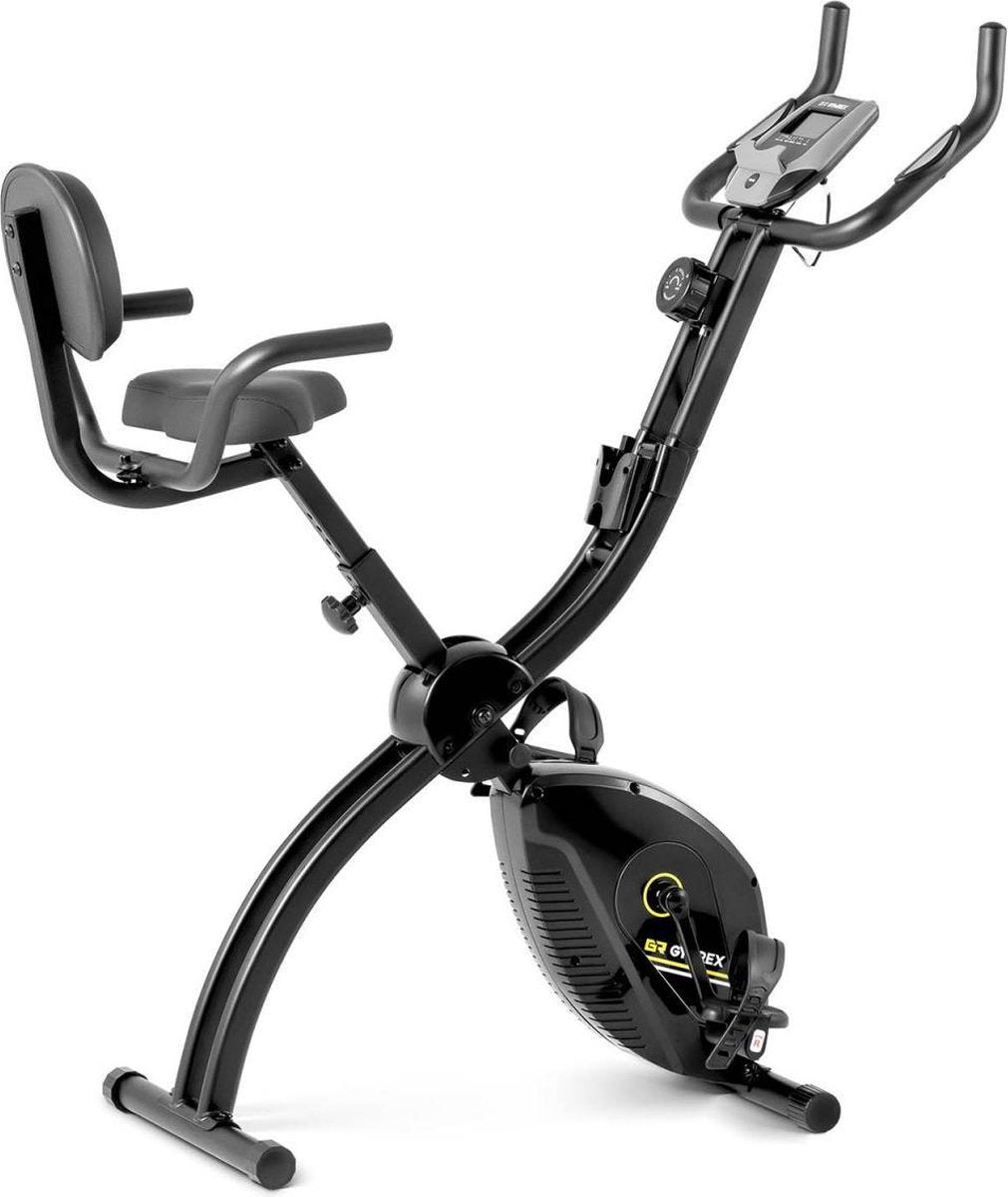 Gymrex Hometrainer - inklapbaar - rugleuning - extra handgrepen - zwart/rood