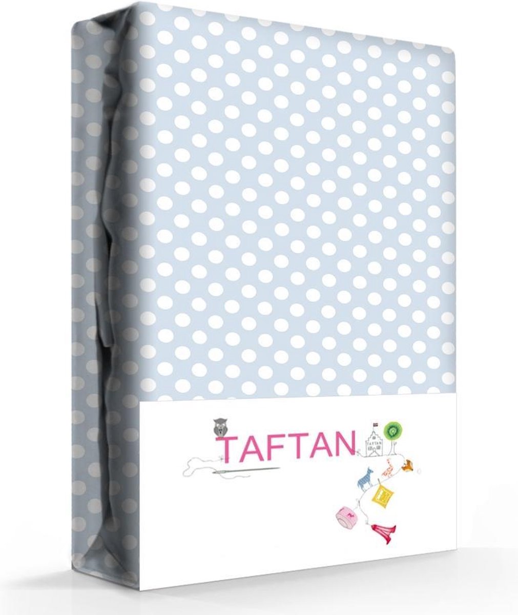 Taftan - Hoeslakentje - Polkadots - 40 x 80 cm - licht blauw